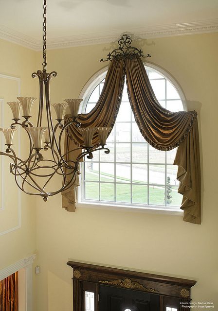 Olive Green Arch Curtains-Swags Window Treatments