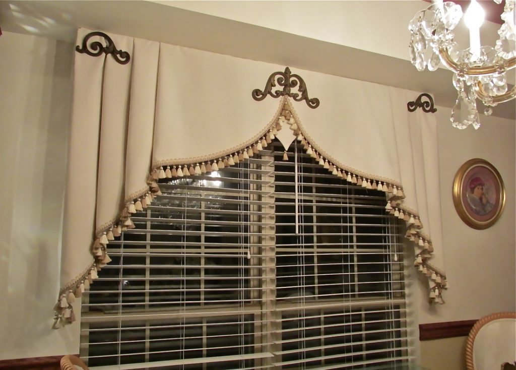 Cream Beige with Swirl Iron,Tuscany Curtains Window Treatments 