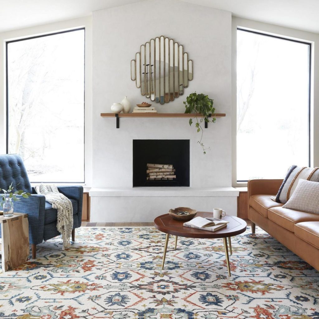 Tuscan area rug in living room